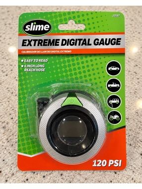 Slime Extreme Digital Tire Pressure Gauge with 6 Inch Reach Hose